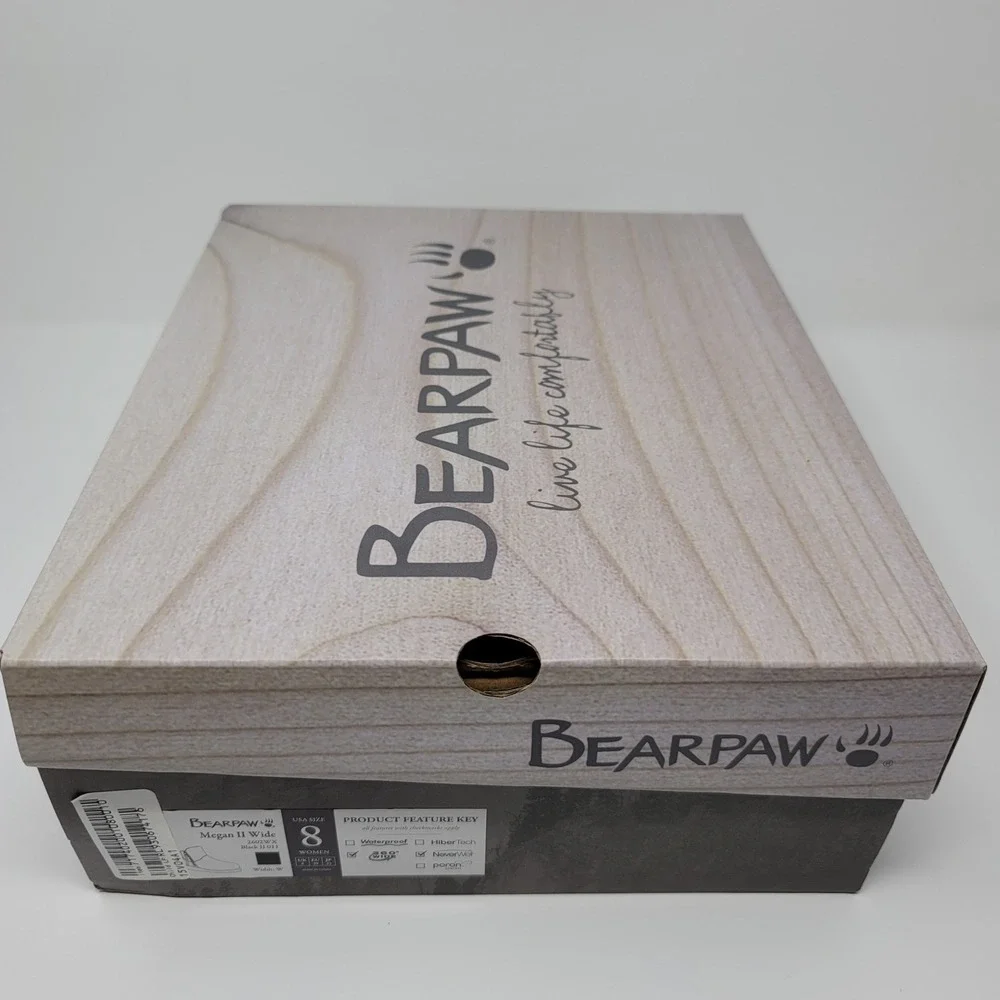 Bearpaw Megan II Wide Ankle Boots Black Suede Snake Embossed NeverWet Sz 8W